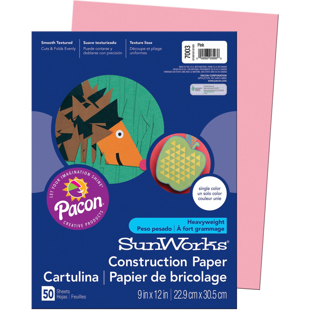 Prang® Construction Paper, 9" x 12", Pink, Pack