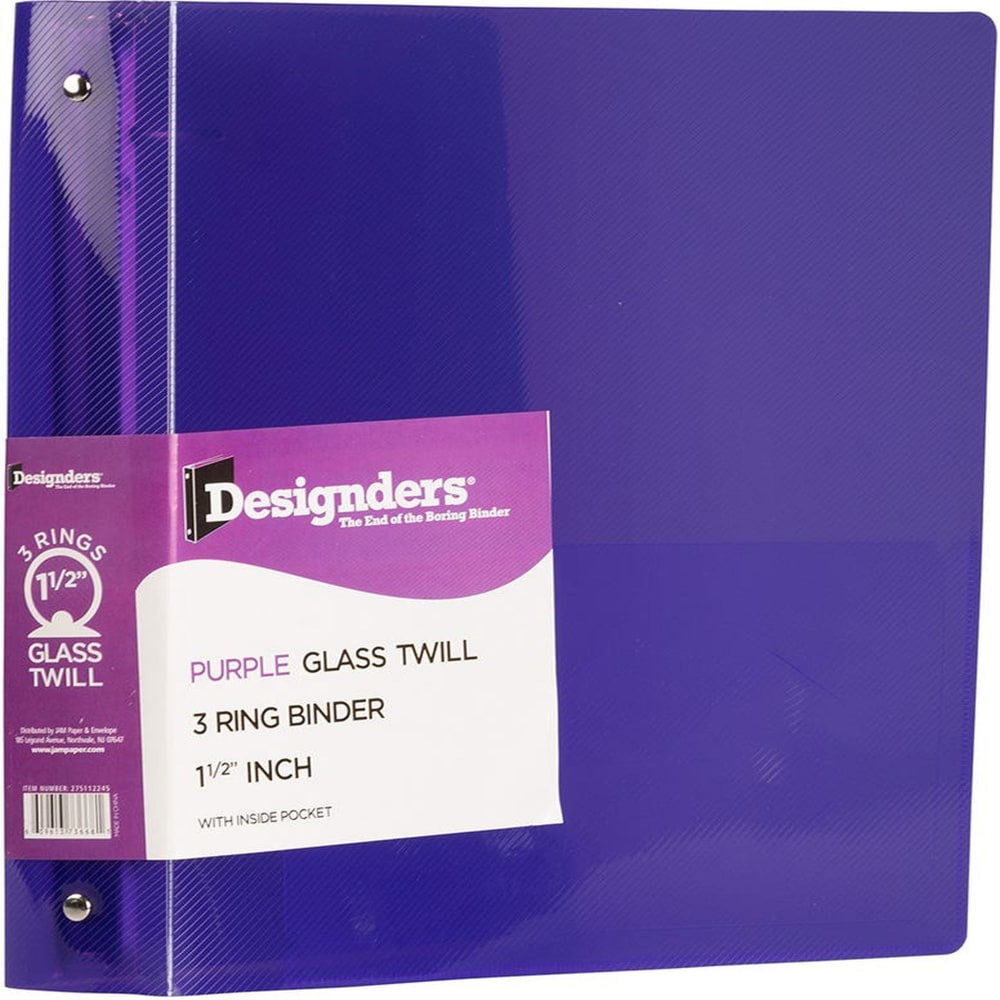 JAM PAPER 3 Ring Plastic Binder, 1.5 inch,