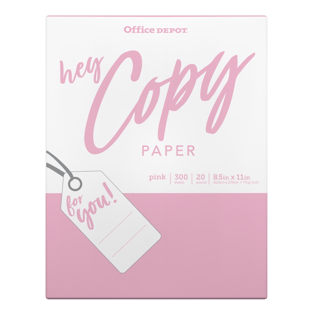 Office Depot® School Color Copy Paper, Pink, Letter