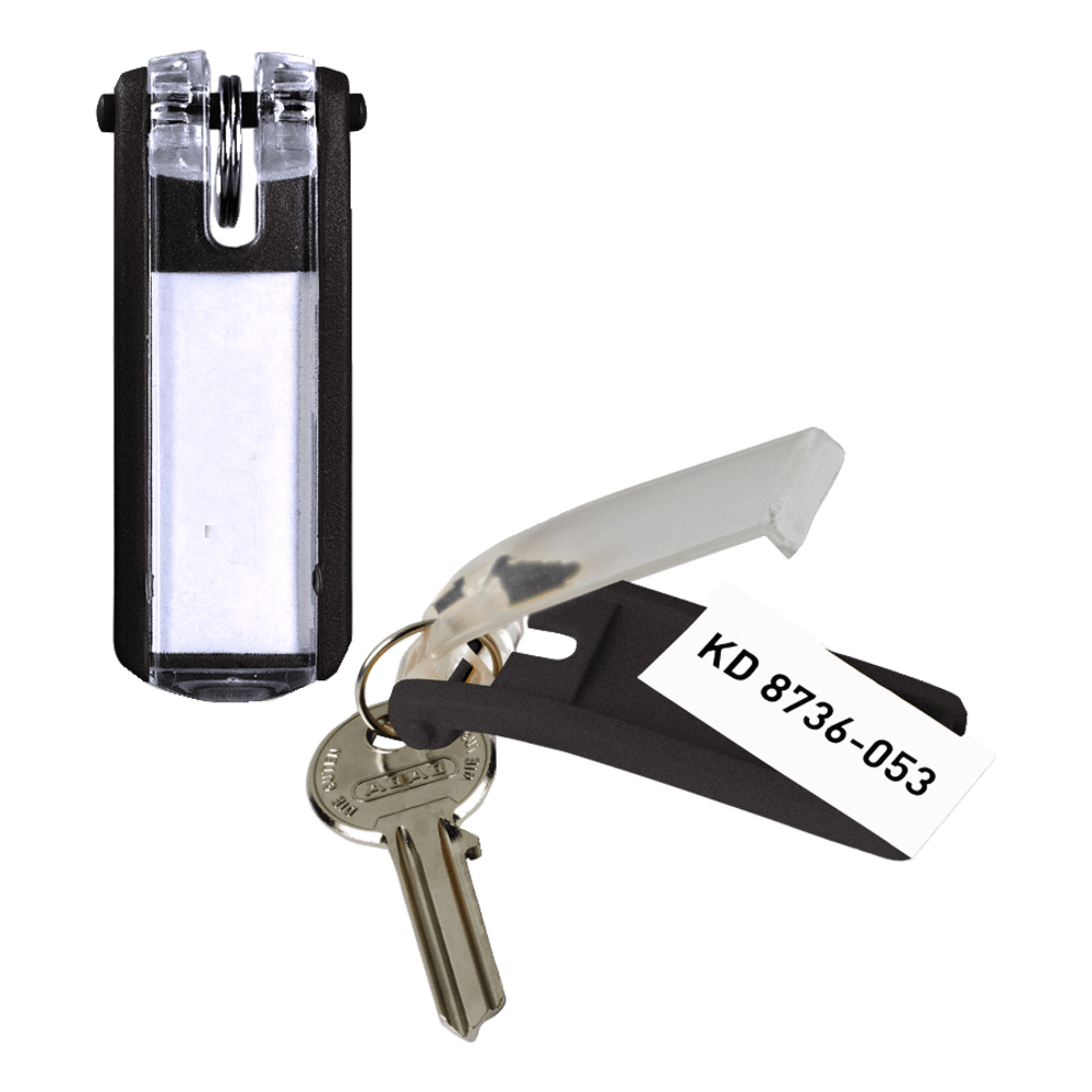 Durable Label Window Key Tags, Black, Pack Of