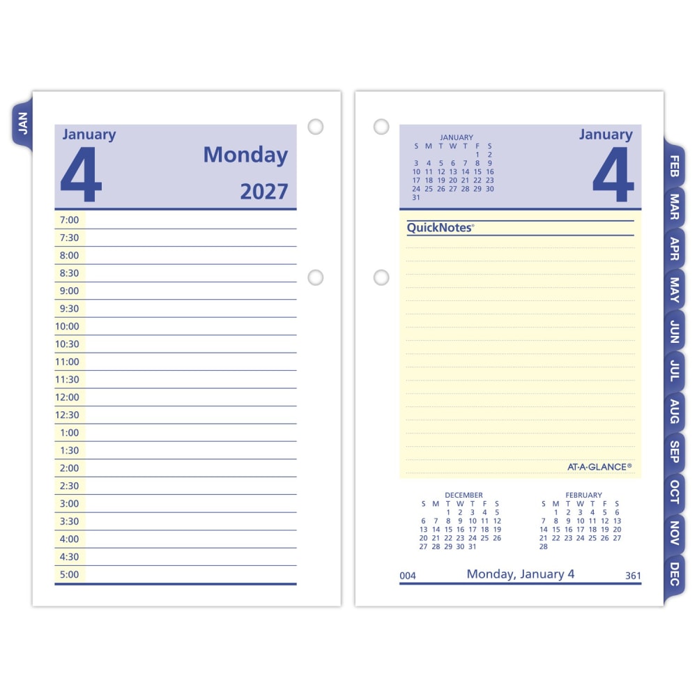 AT-A-GLANCE® QuickNotes® 2027 Daily Loose-Leaf Desk Calendar