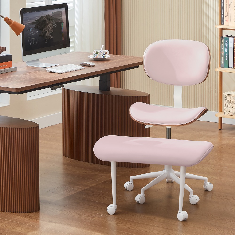 Bestier Ergonomic Faux Leather Mid-Back Cross Legged Office