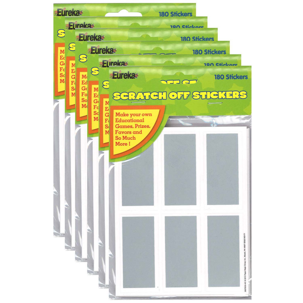 Eureka Rectangles Scratch Off Stickers, Assorted Colors, 180