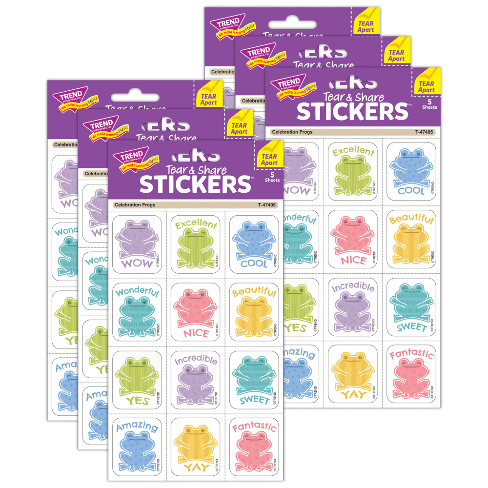 Trend Tear & Share Stickers, Celebration Frogs, 60