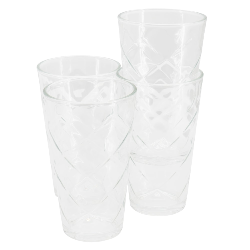 Gibson Home Lattice 4-Piece Glass Tumbler Set, 16
