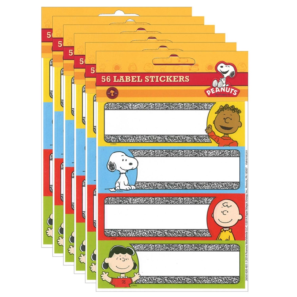 Eureka Label Stickers, Peanuts Composition, 56 Stickers Per