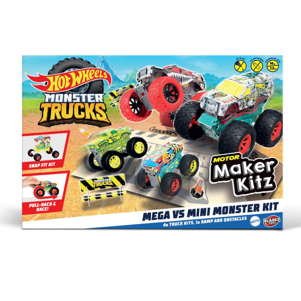 Hot Wheels Mega vs. Mini Monster Trucks, Multicolor,