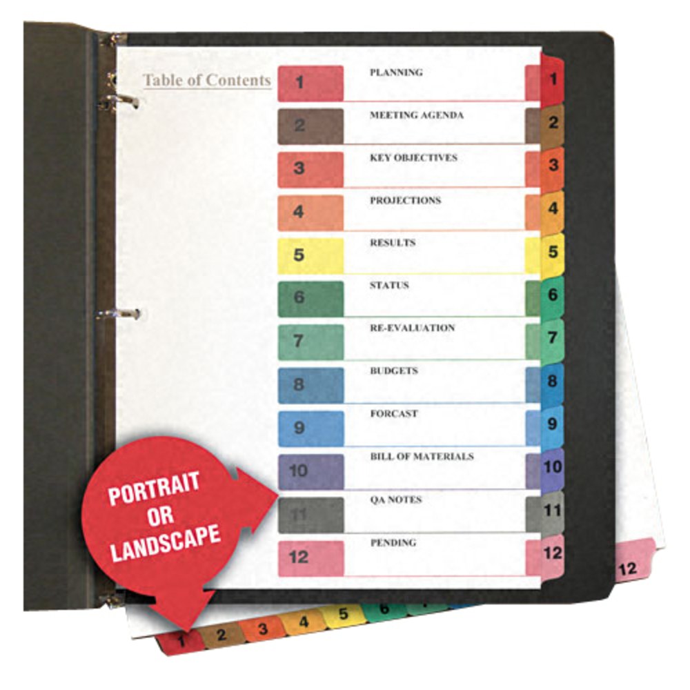 Universal 24806 TOC Index Divider - Printed 1-12
