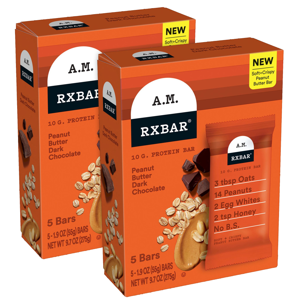 RXBAR A.M. Peanut Butter Dark Chocolate Protein Bars,