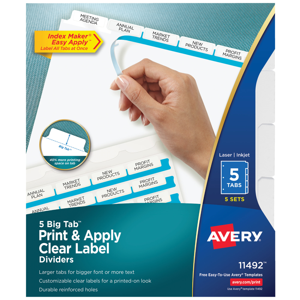 Avery® Big Tab™ Print & Apply Clear Label