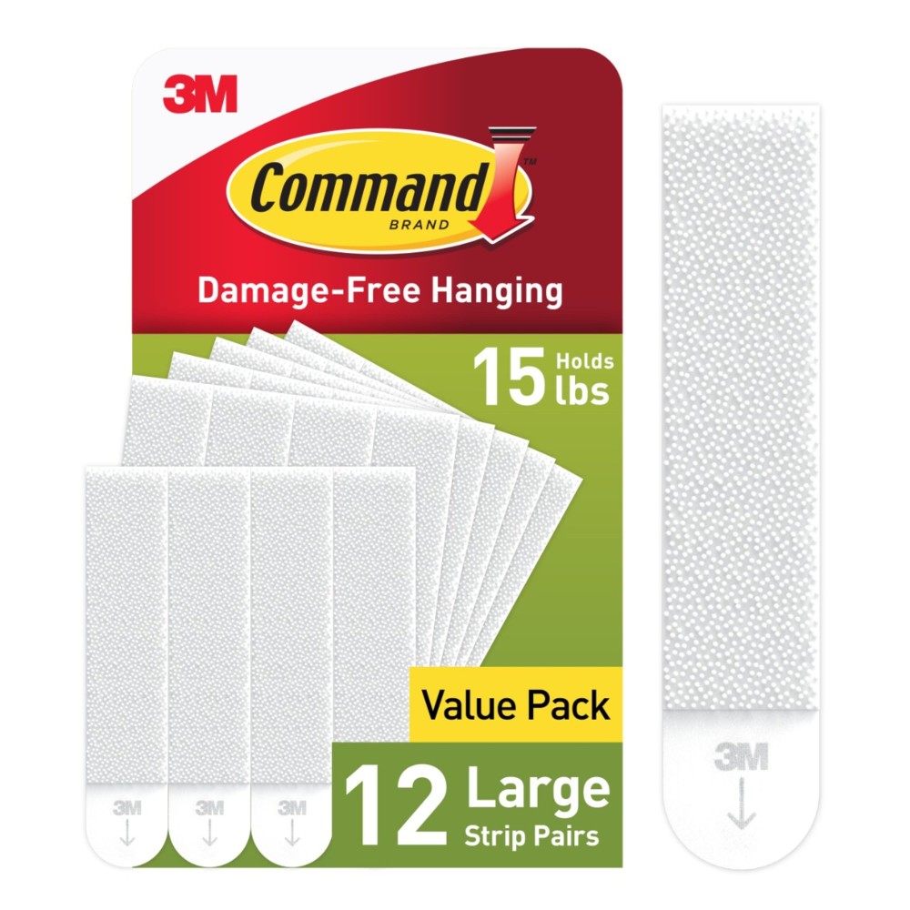 Command® Large Picture Hanging Strips, 12 White Adhesive
