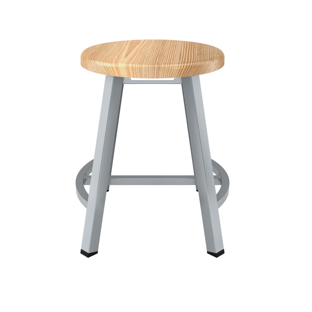National Public Seating Titan Stool, 18", Natural Wood/Gray