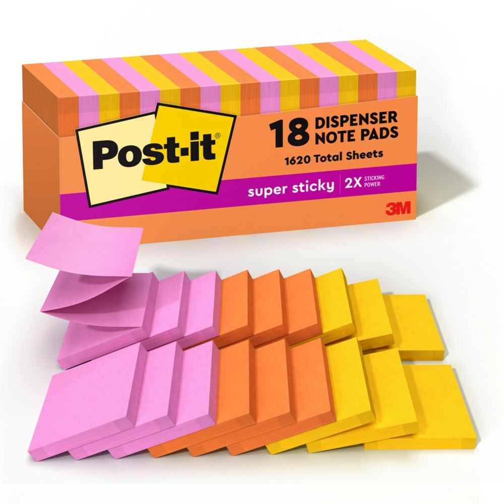 Post-it Super Sticky Pop Up Notes, 18 Pads,