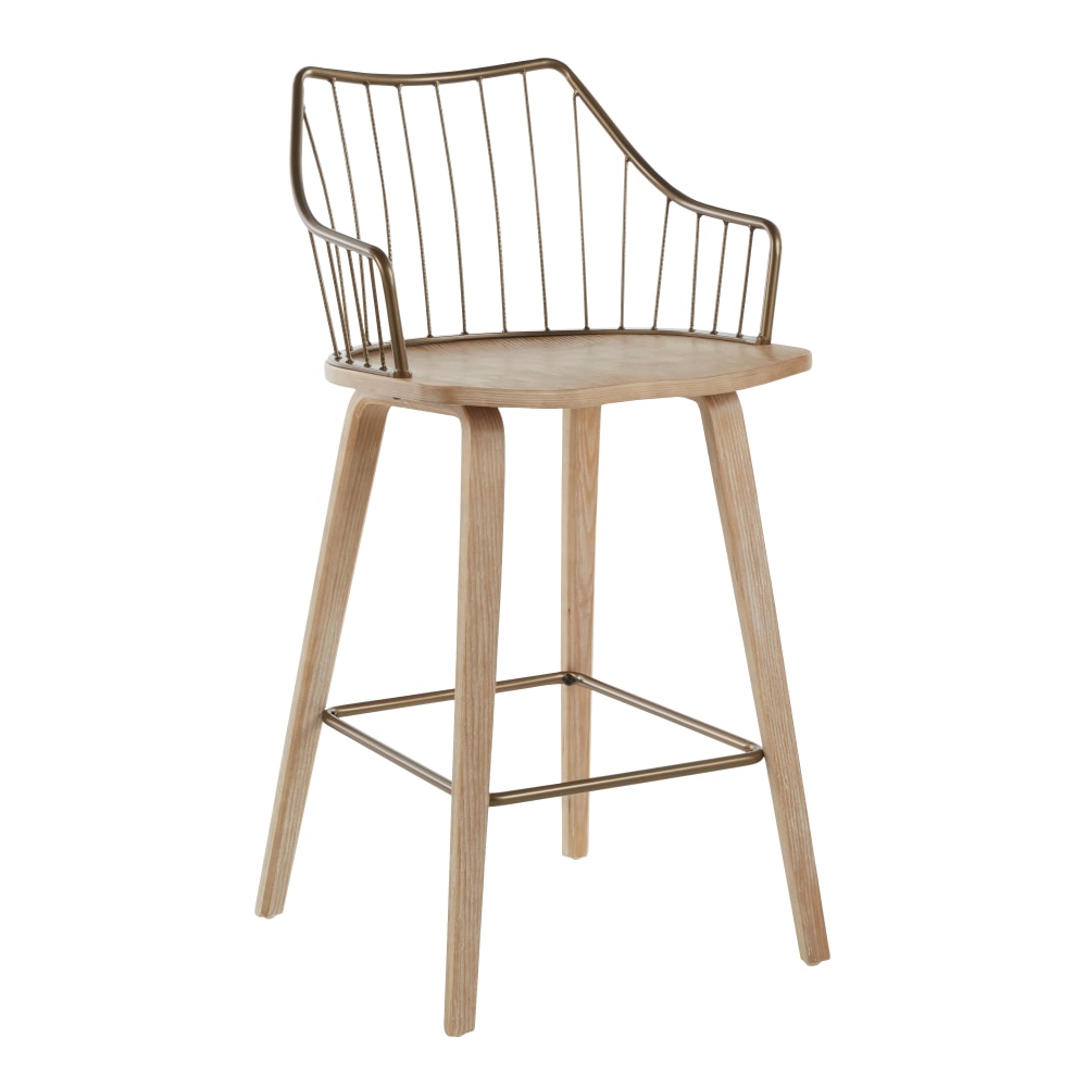 LumiSource Winston Counter Stool, Whitewash/Antique Copper