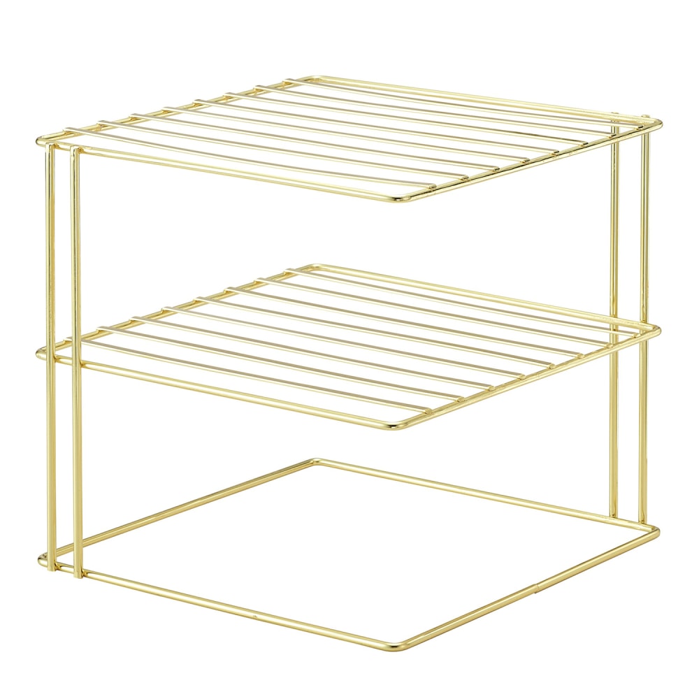 Better Houseware Brass Corner Storage Rack, 2-Shelves, Gold