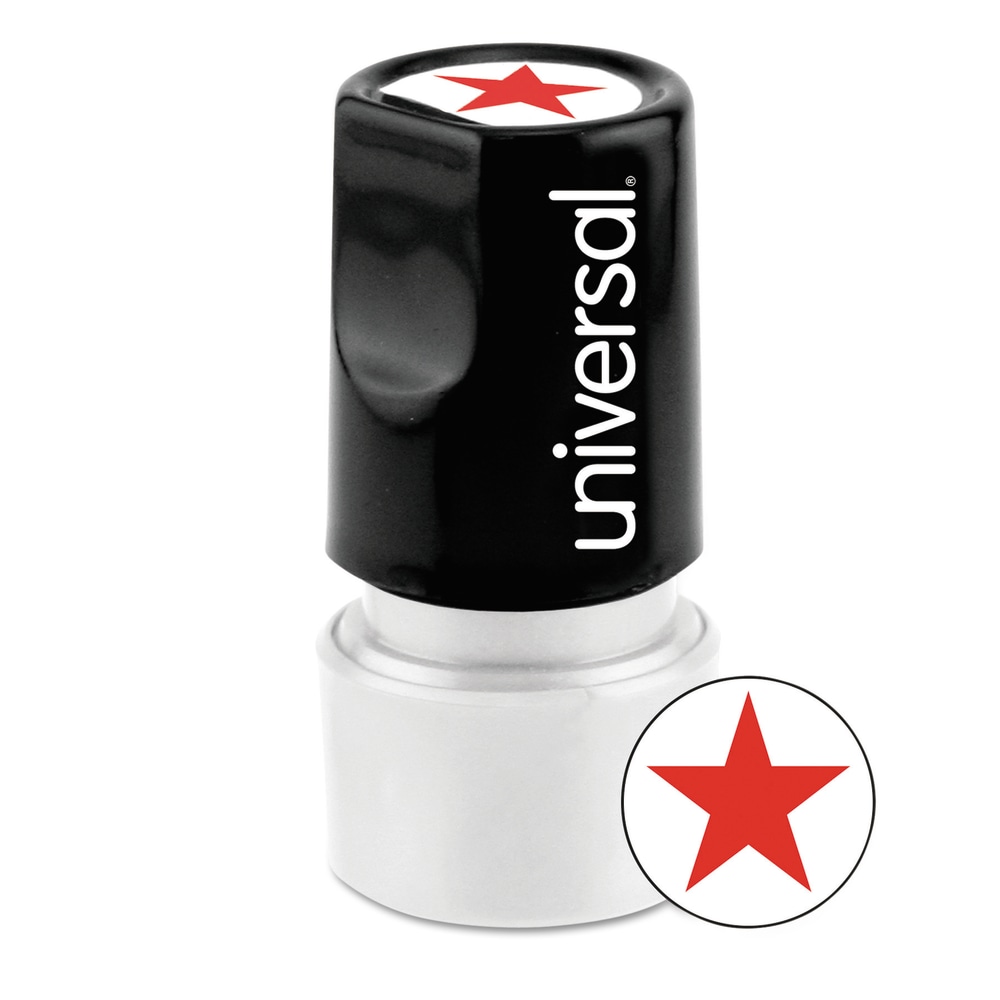Universal® Round Pre-Inked Message Stamp, Star, 3/4"