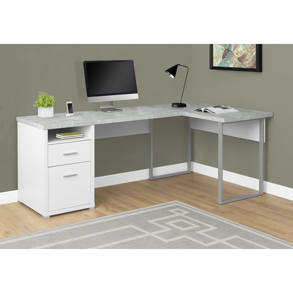 Monarch Specialties 79"W L-Shaped Corner Desk With 2