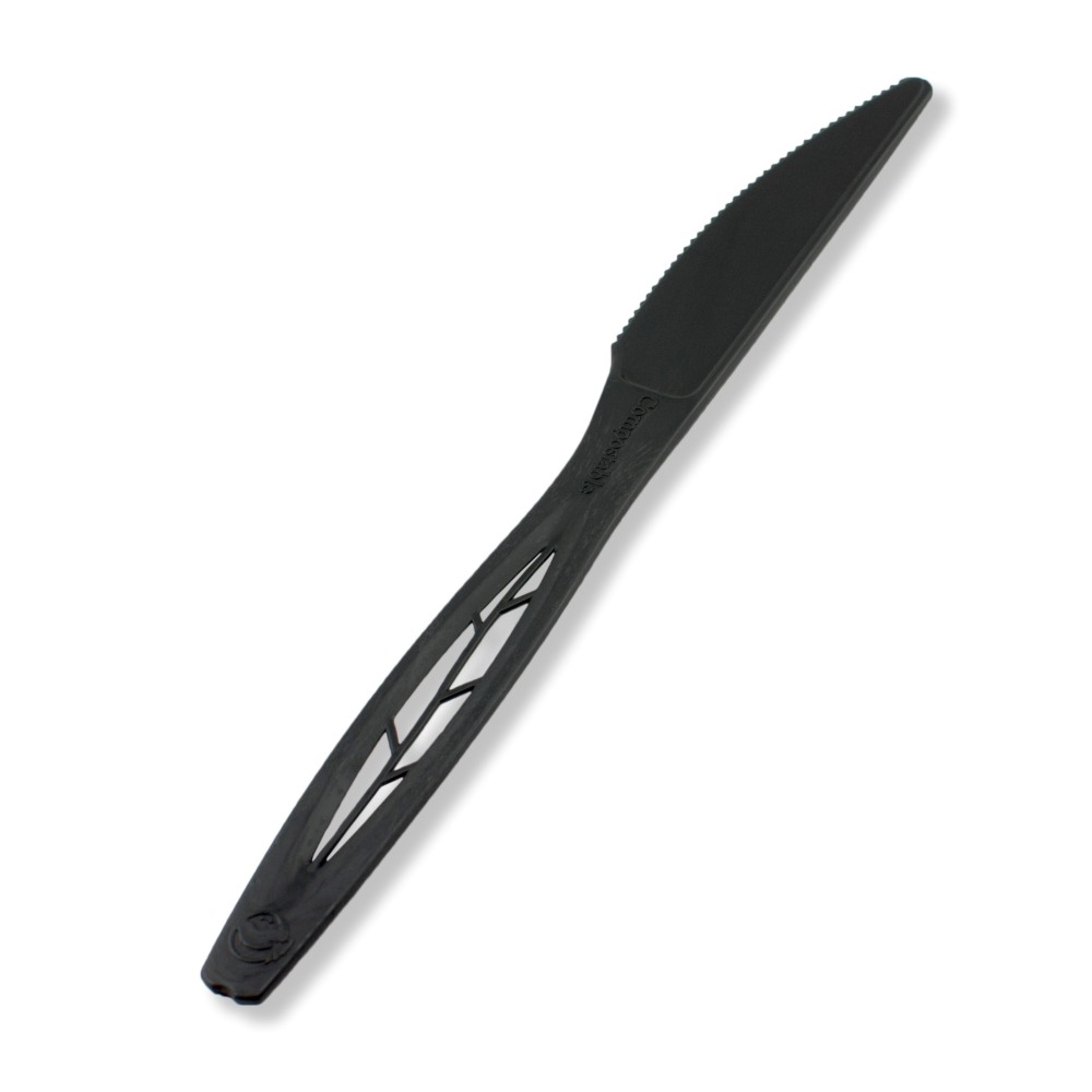 StalkMarket Compostable Cutlery Knives, Pearlescent Black, Pack