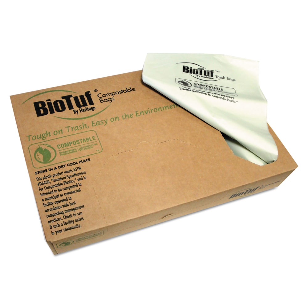 Heritage Biotuf® Compostable Can Liners, 60 gal, 0.9