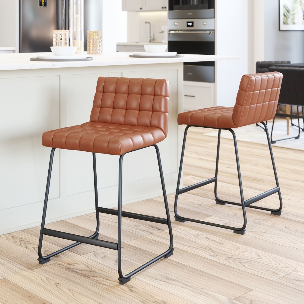Zuo Pago Faux Leather Counter Height Stools With