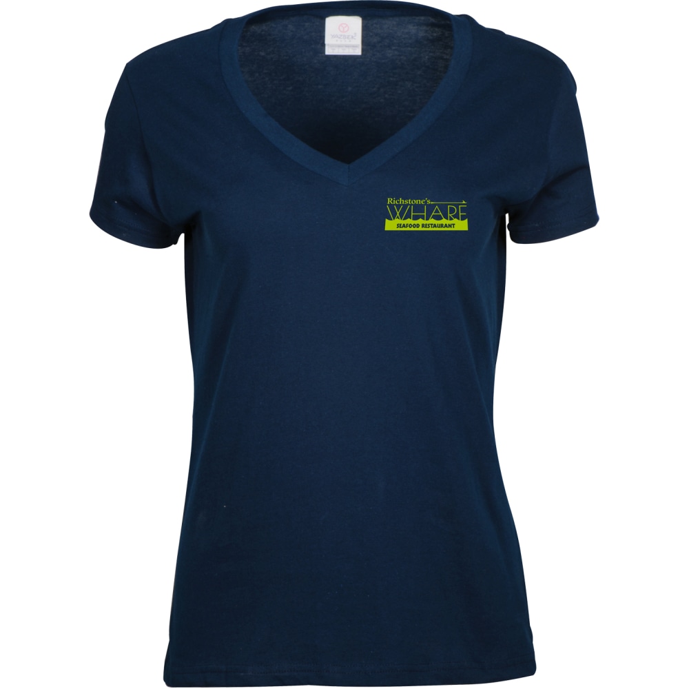 Ladies Cotton Vneck Tshirt Screened