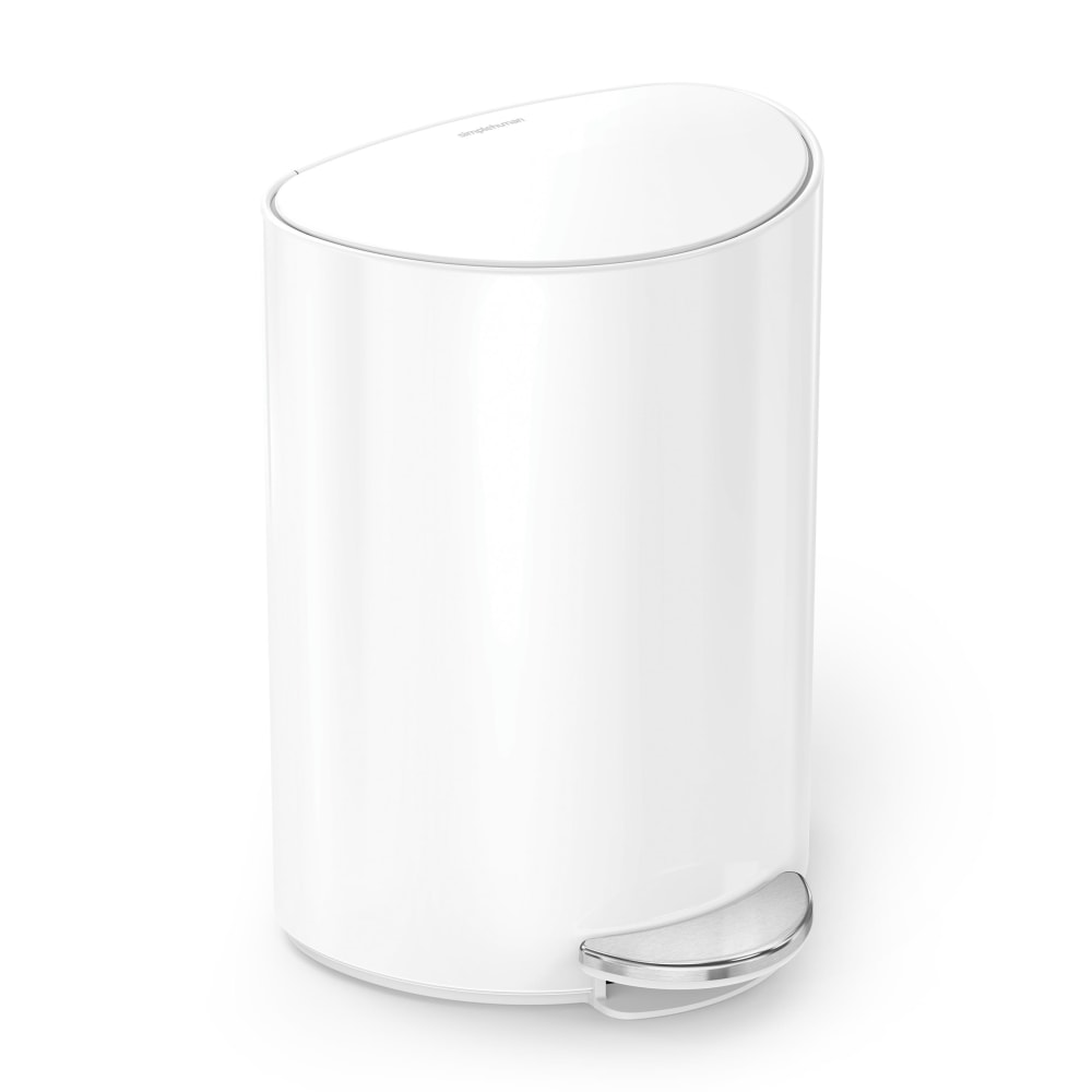 simplehuman Semi-Round Steel Step Trash Can, 1.6 Gallon,