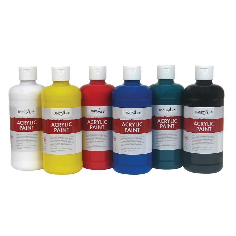 Handy Art Acrylic Paint Bottles, 16 Oz, Assorted
