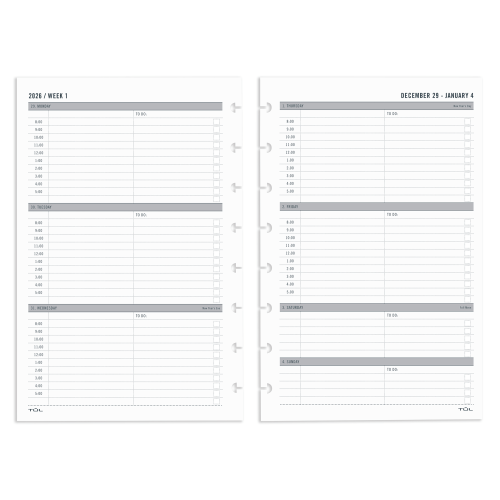 2026 TUL® Discbound Weekly Planner Refill Pages, Junior