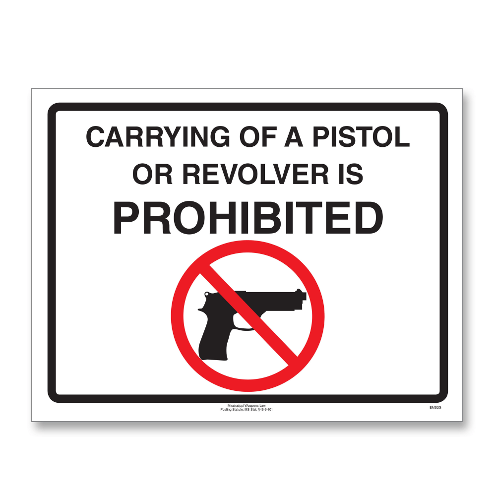 ComplyRight™ State Weapons Law Poster, English, Mississippi,