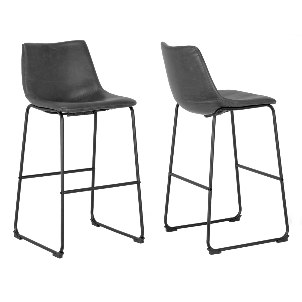 Glamour Home Adan Bar Stools, Vintage Gray/Black, Set