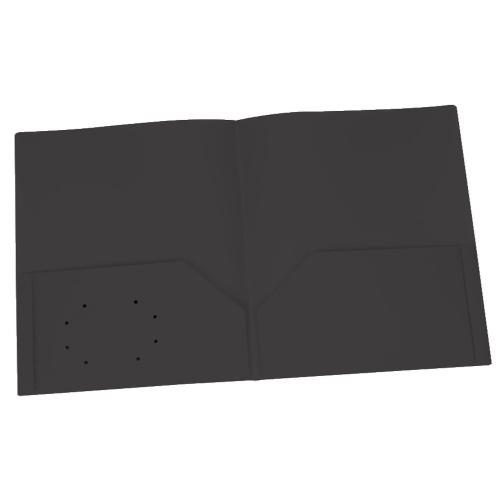 Oxford Poly 2-Pocket Portfolios, Black, Pack Of 25