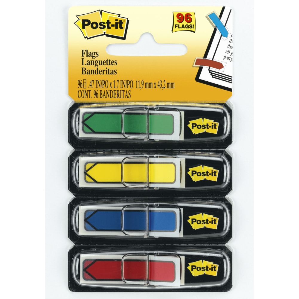 Post-it® Notes Arrow Flags, 1/2", Assorted Primary Colors,