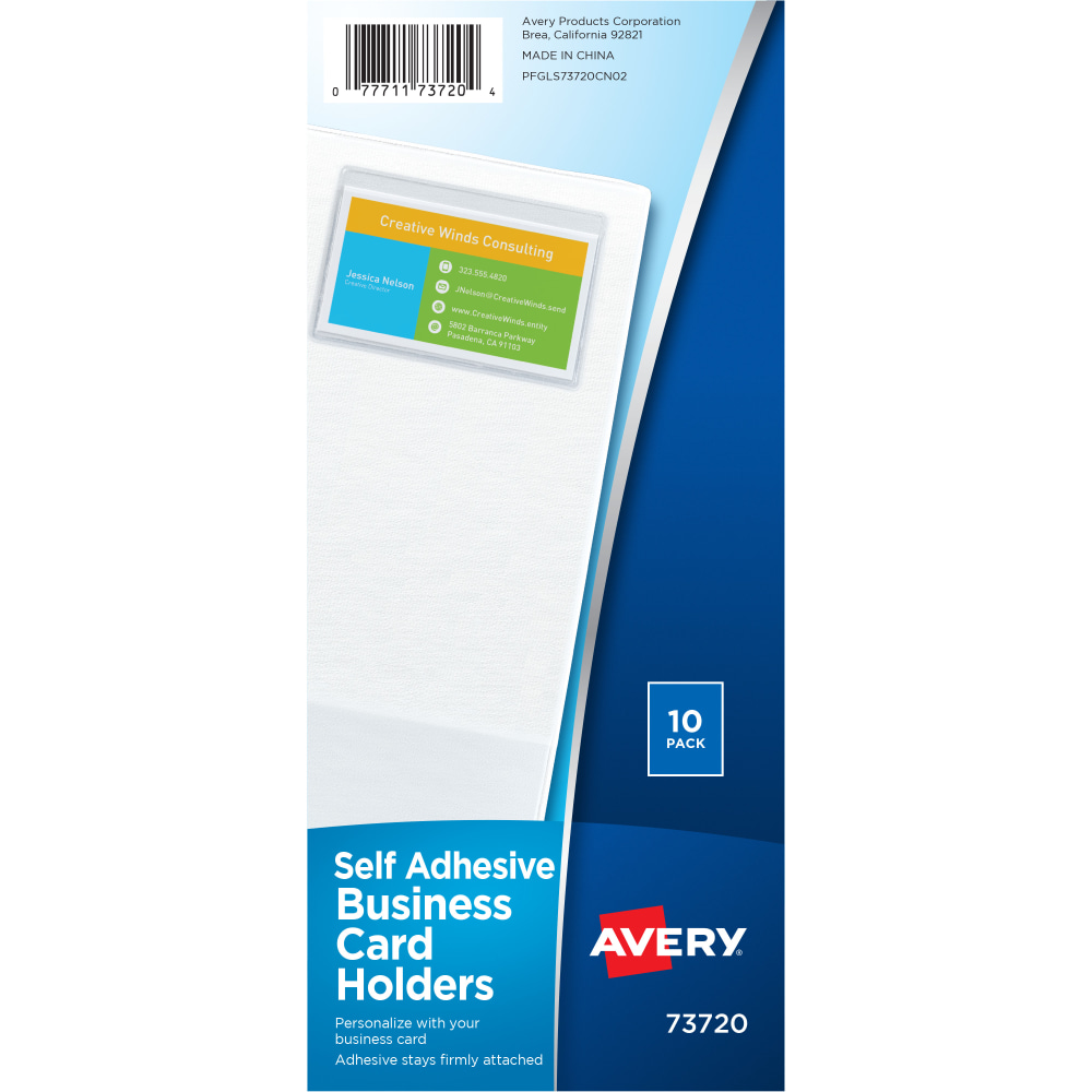 Avery® Self-Adhesive Top Load Business Card Holders, Holds