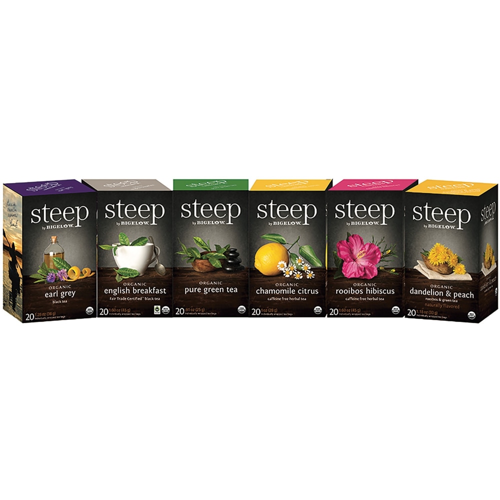Bigelow® Organic Tea Assortment Bags, 20 Per Box,