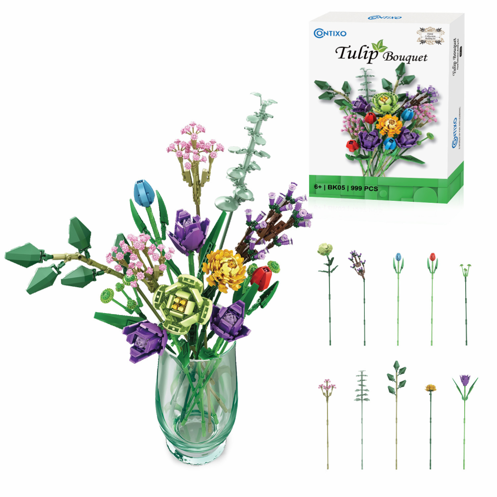 Contixo BK05 Tulip Bouquet Floral Collection Building Block