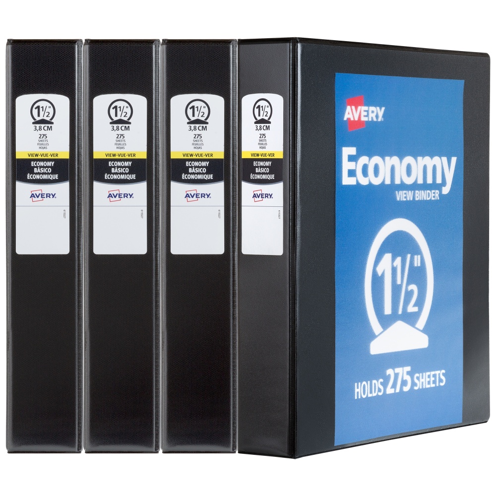 Avery® Economy View 3 Ring Binders, 1-1/2" Round