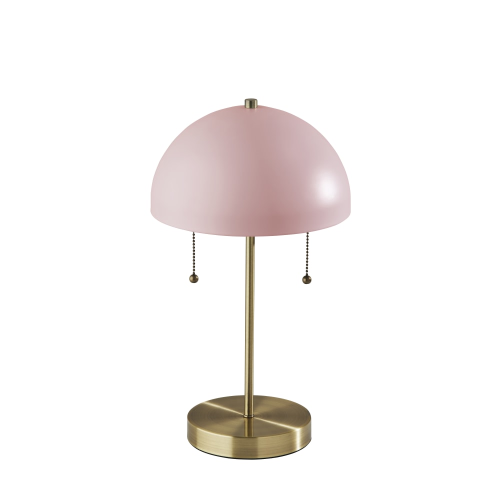 Adesso® Bowie Table Lamp, 18"H, Antique Brass Base/Pink
