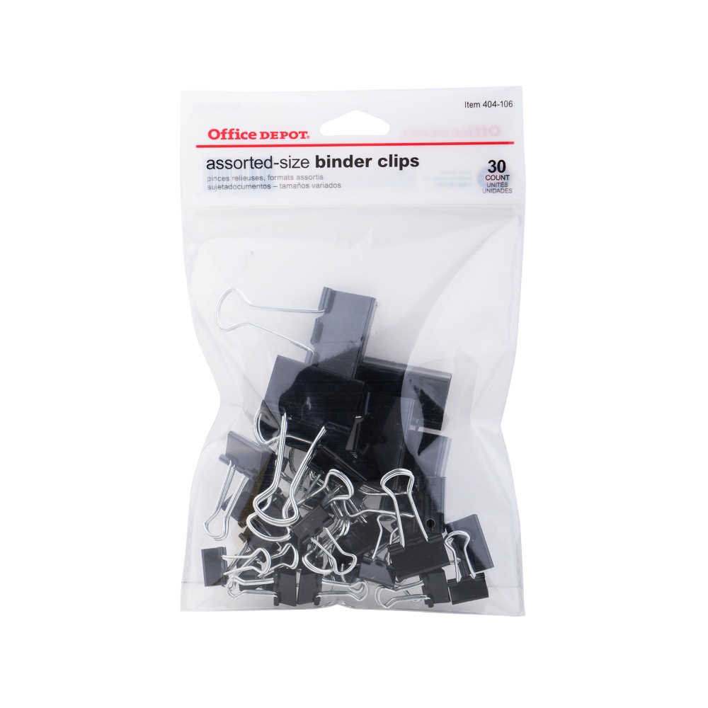 Office Depot® Brand Binder Clips, Assorted Sizes, Black,