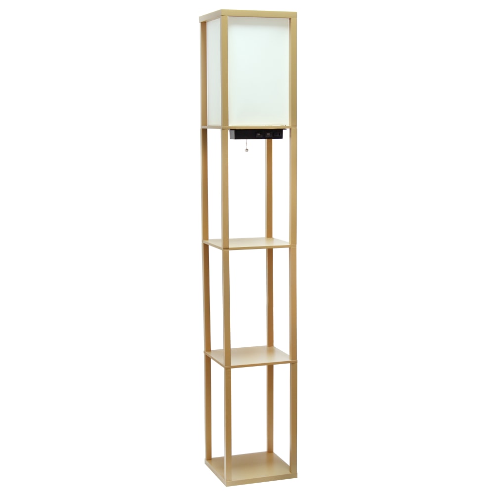 Simple Designs Etagere Organizer Floor Lamp, 62-1/2”H, Tan