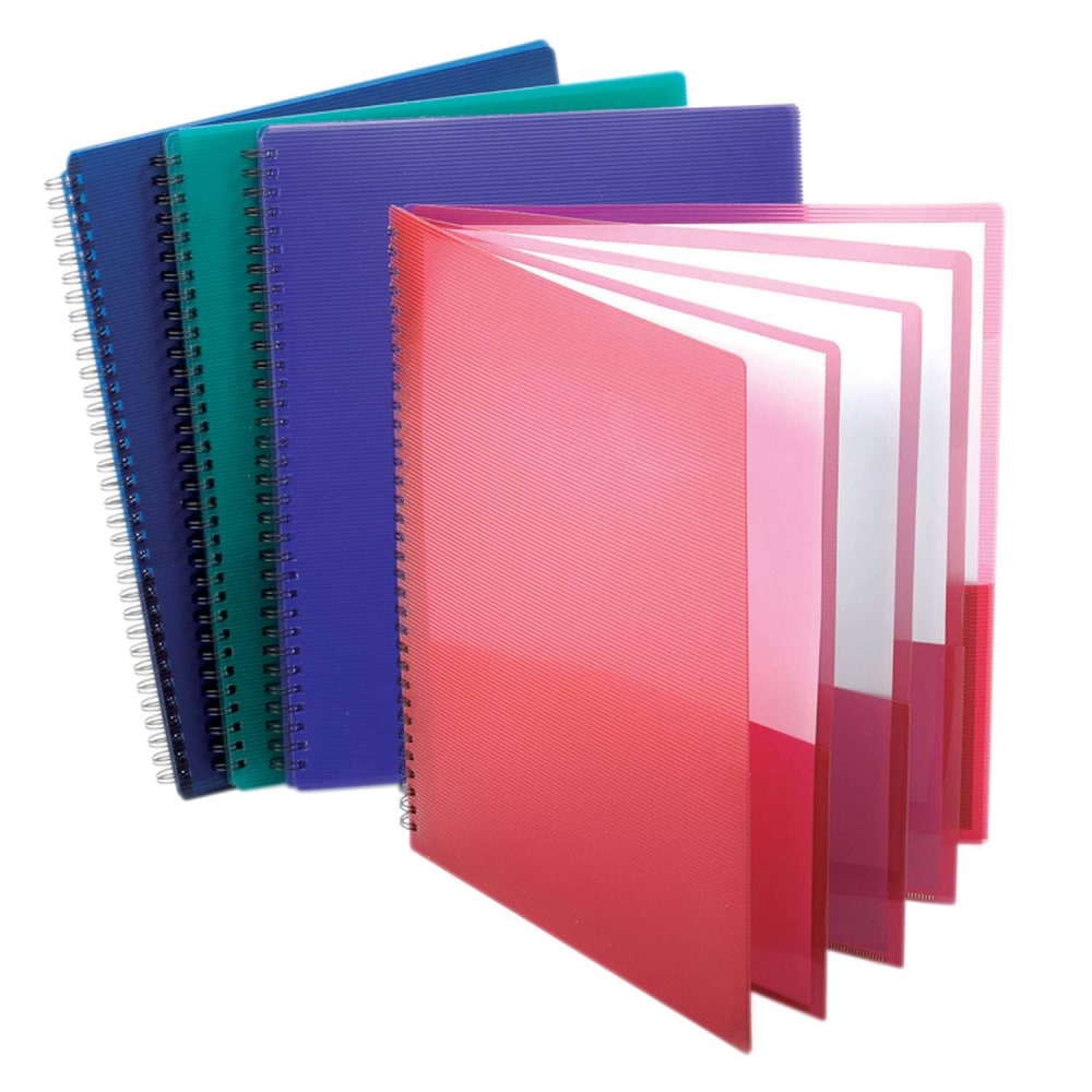 Oxford® 8-Pocket Poly Portfolios, Assorted Colors, Pack Of