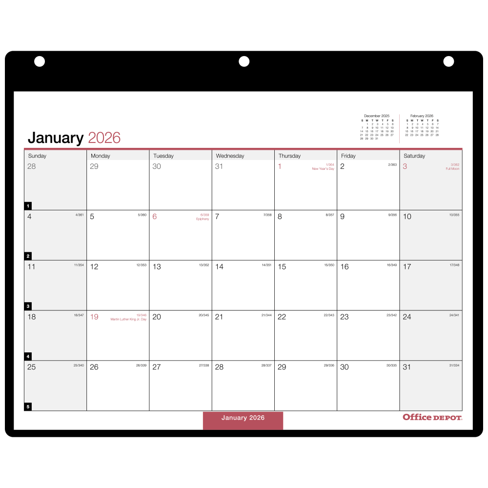 Office Depot Brand Monthly Desk Wall Calendar, 11"