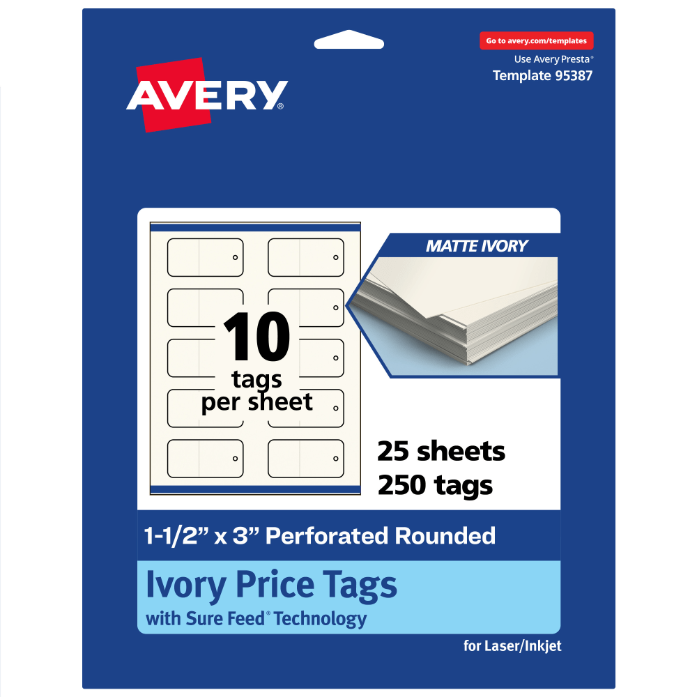 Avery® Print-To-The-Edge Price Tags With Sure Feed® Technology,