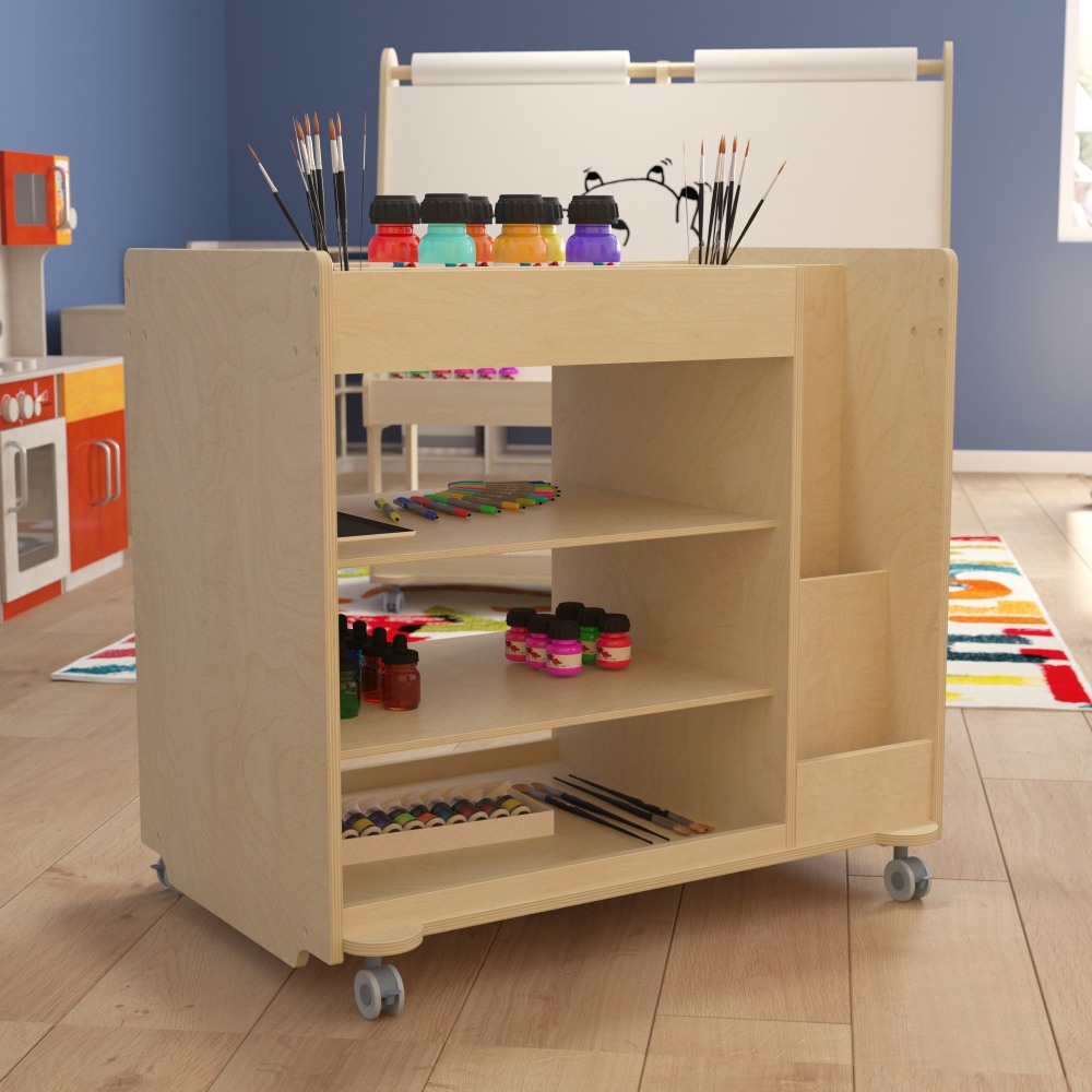 Flash Furniture Bright Beginnings Commercial Wood Mobile Storage