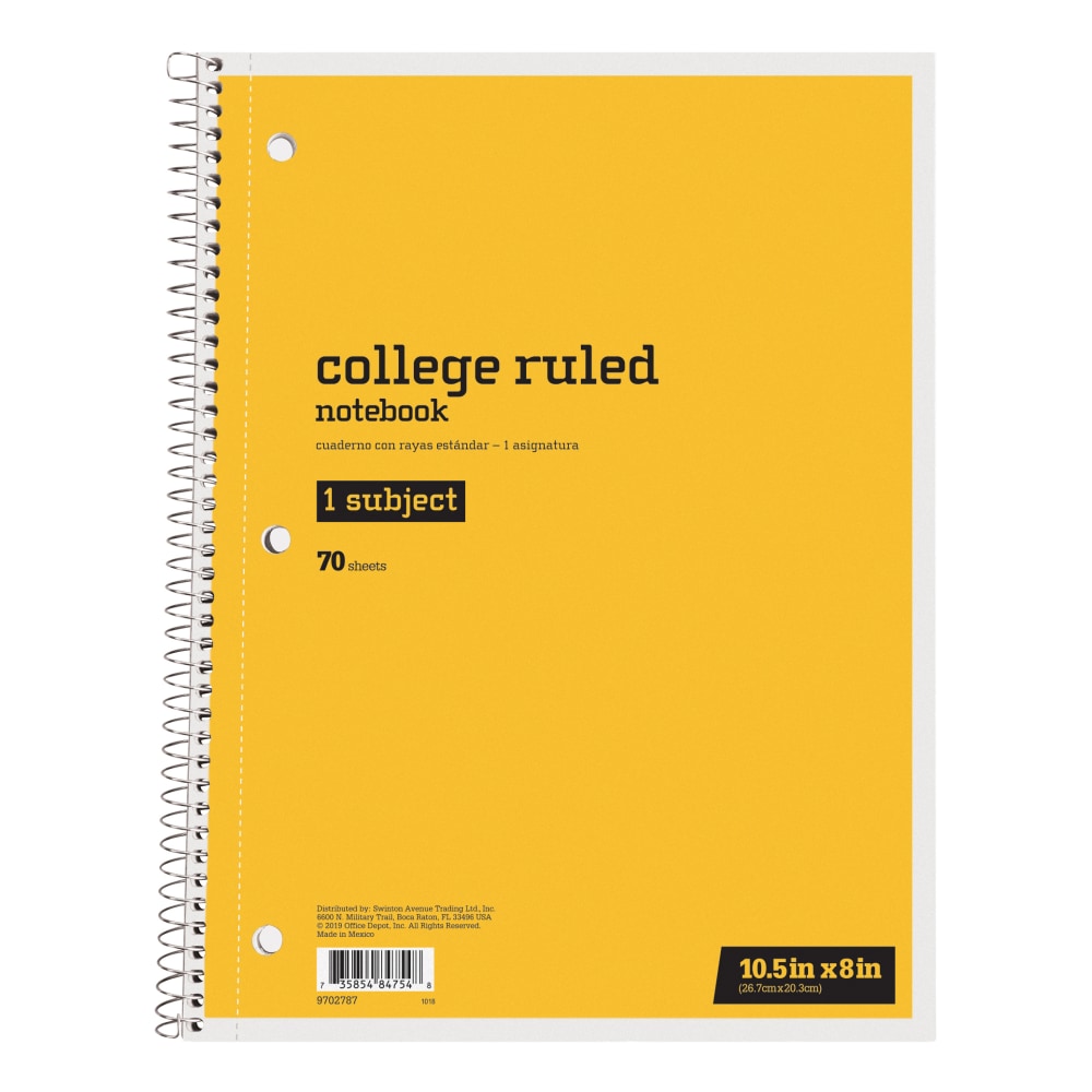 Just Basics® Spiral Notebook, 8" x 10-1/2", College