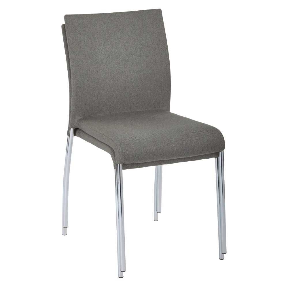 Ave Six Conway Stacking Chairs, Smoke/Silver, Set Of