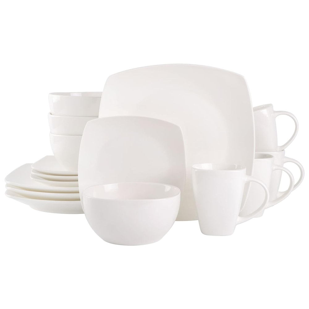 Gibson Soho Lounge 16-Piece Square Stoneware Dinnerware Set,