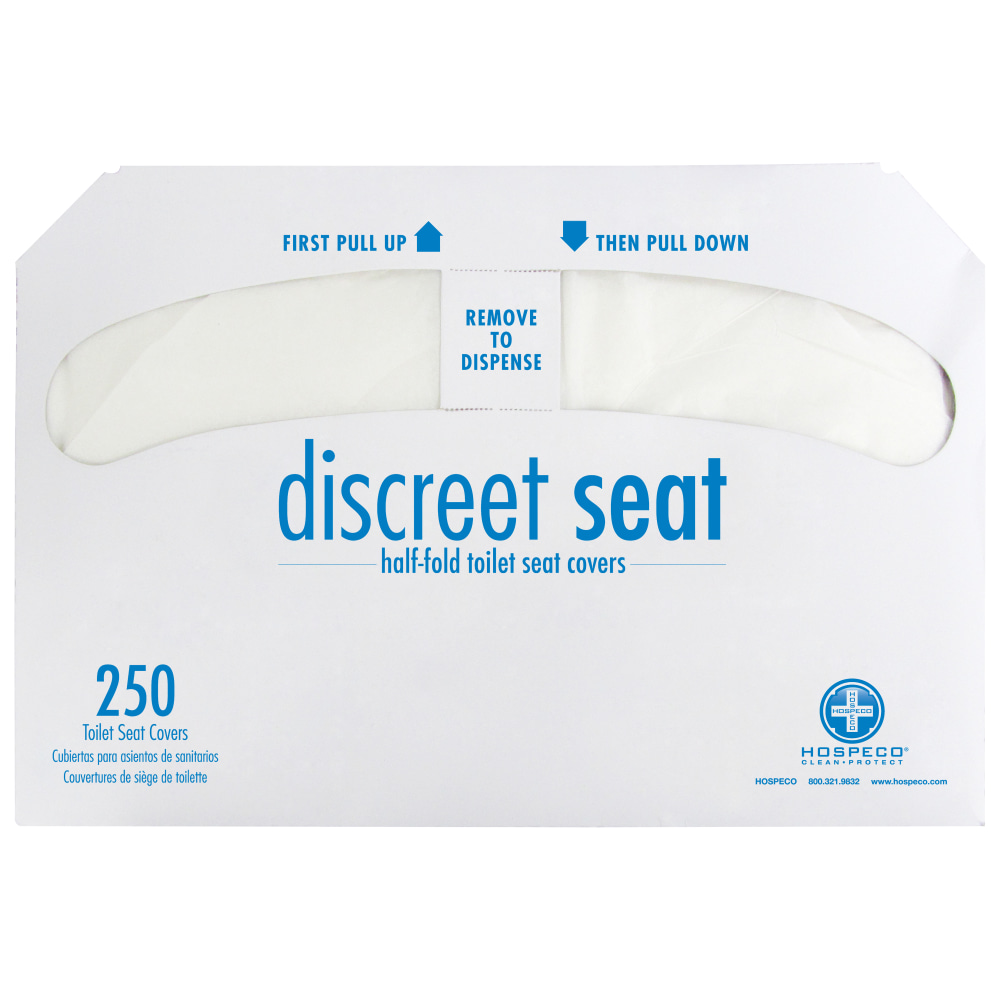 Hospeco Discreet Seat Half-Fold Toilet Seat Covers, White,