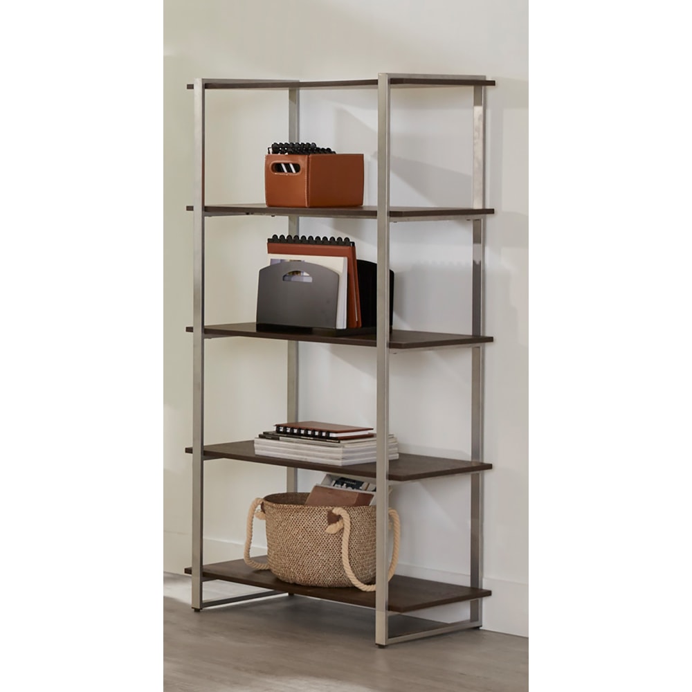 Realspace® Trezza 60"H 4-Shelf Bookcase, Warm Walnut