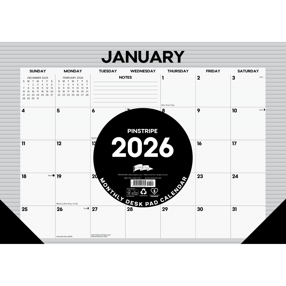 2026 Willow Creek Press Monthly Desk Pad Calendar,