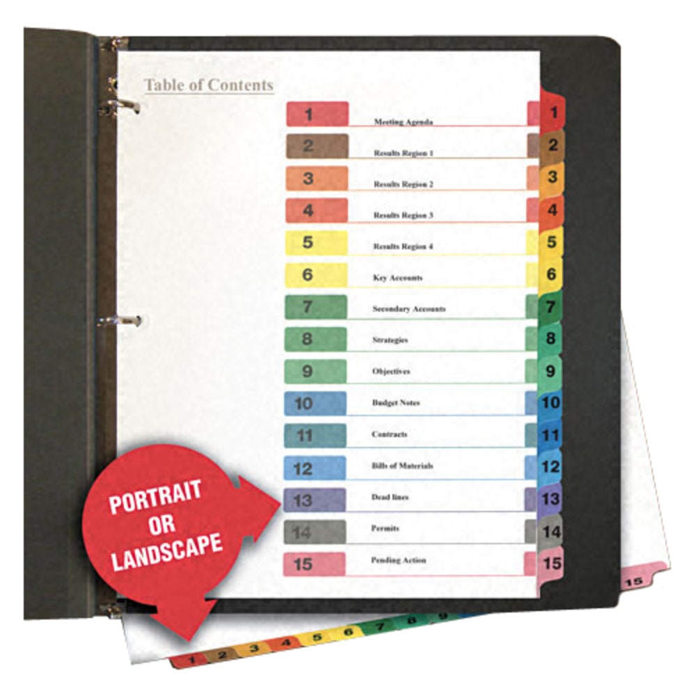 Universal 24808 TOC Index Divider - Printed 1-15